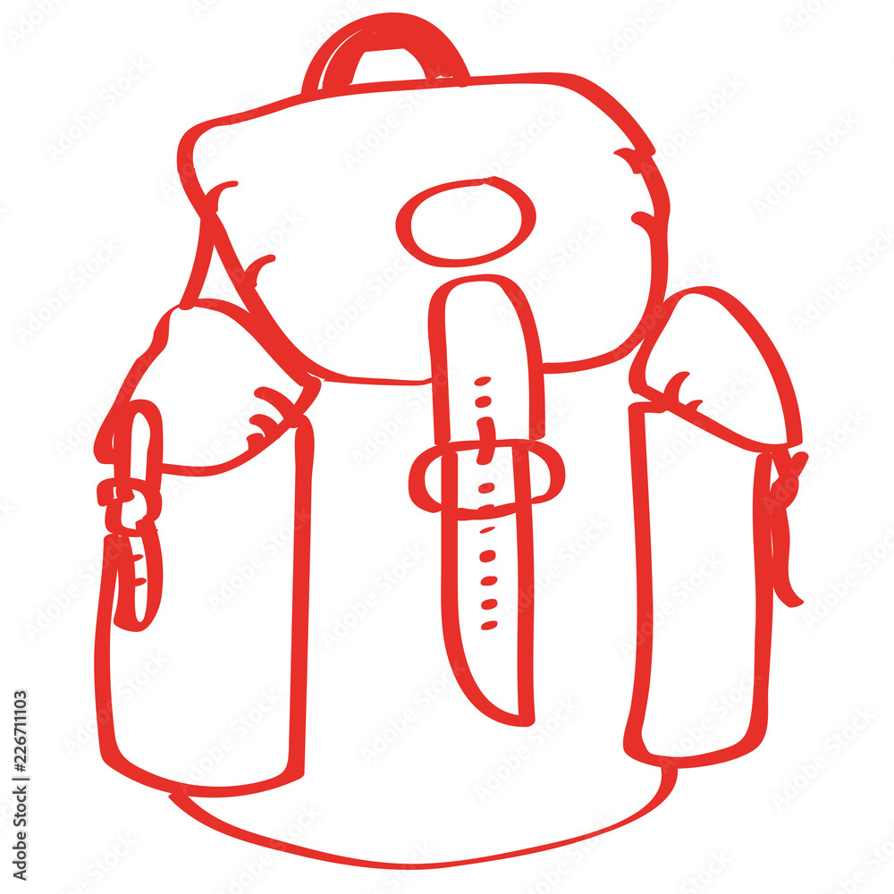 Piktogram Rucksack Handgezeichneter Wanderrucksack in rot Stock-Vektorgrafik | Adobe Stock