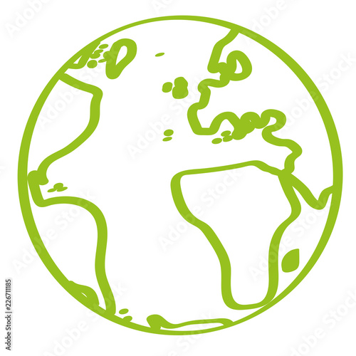 Handgezeichnete Weltkugel in hellgrün