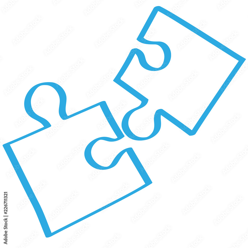 Handgezeichnetes Puzzle in blau Handgezeichnetes Puzzle in blau