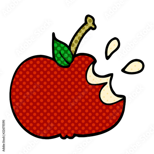 cartoon doodle juicy bitten apple