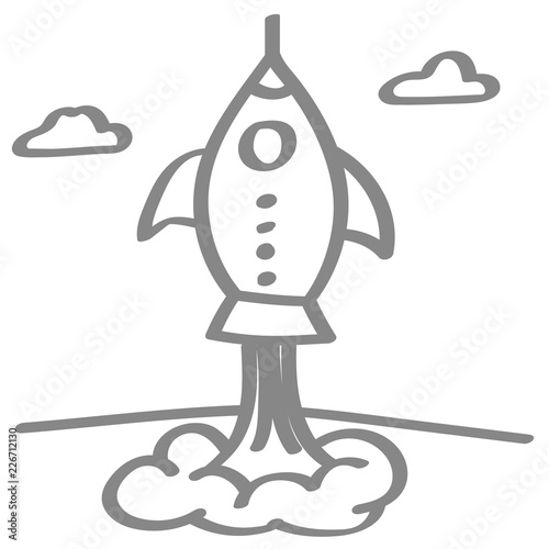 Handgezeichnete Rakete in grau