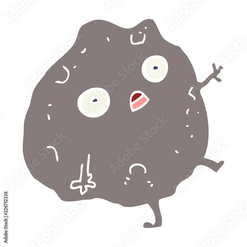 flat color style cartoon rock falling