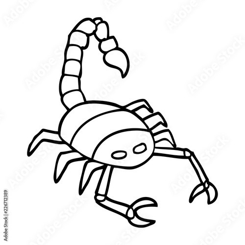 line drawing cartoon of a scorpion