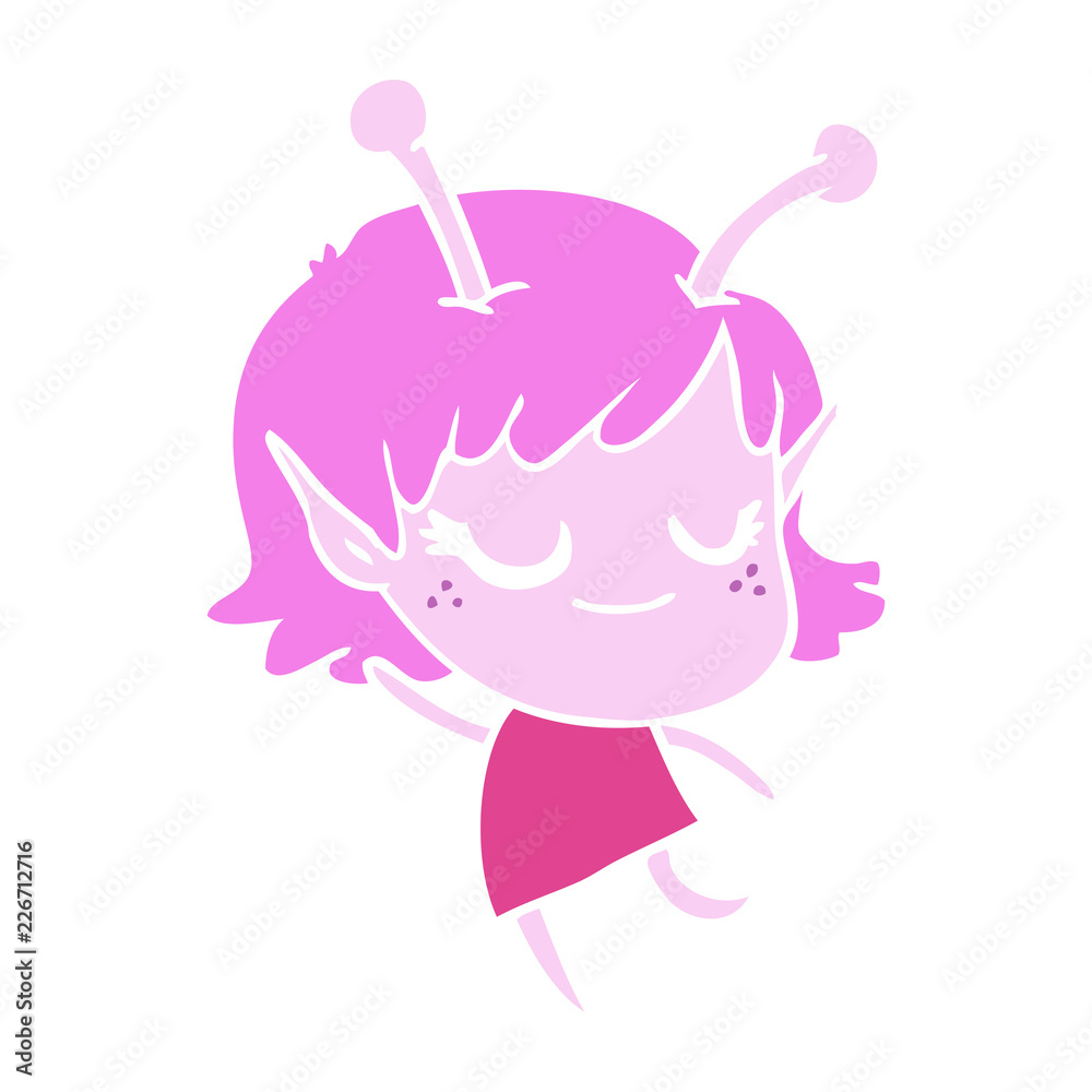 smiling alien girl flat color style cartoon smiling alien girl flat color style cartoon