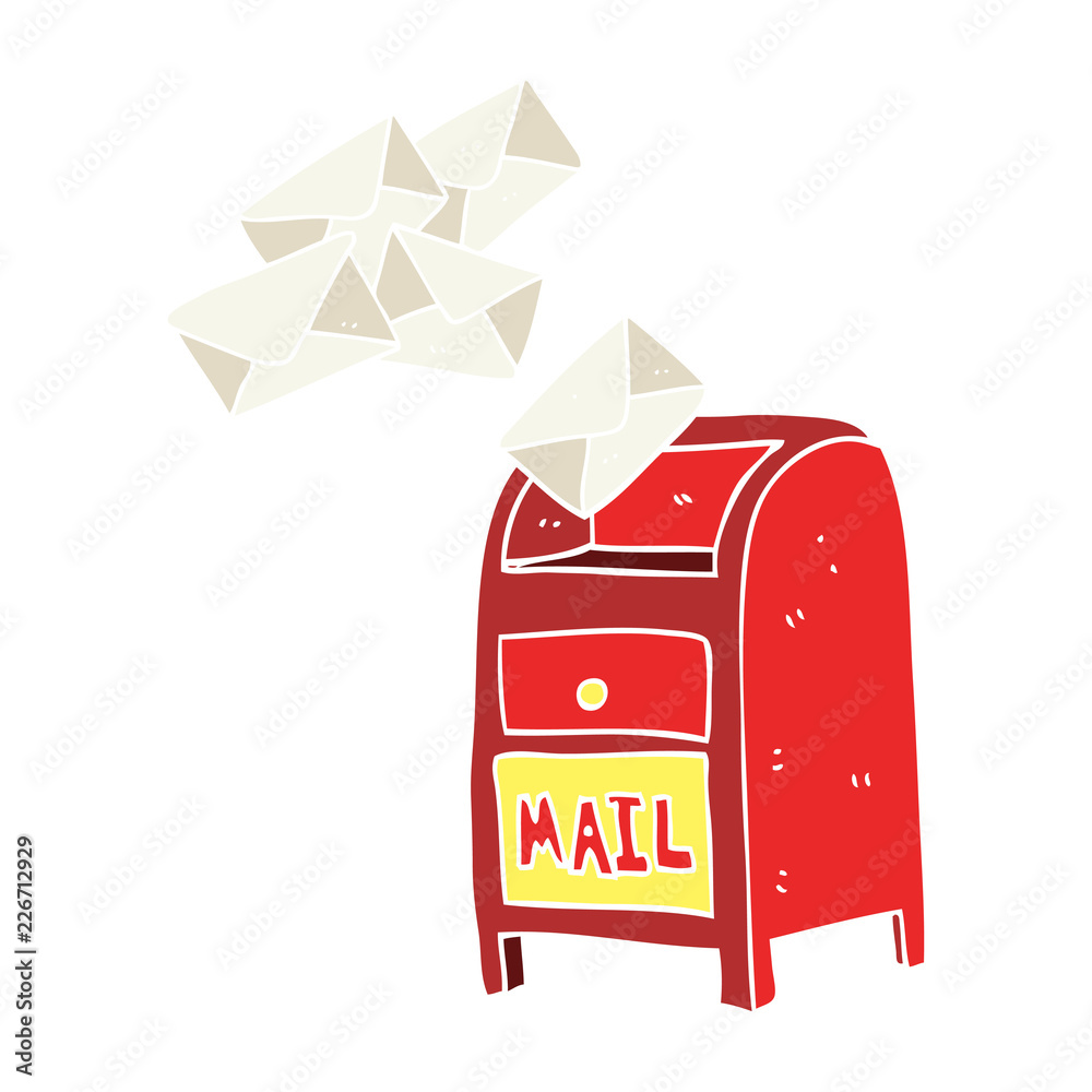 flat color illustration of a cartoon mail box flat color illustration of a cartoon mail box