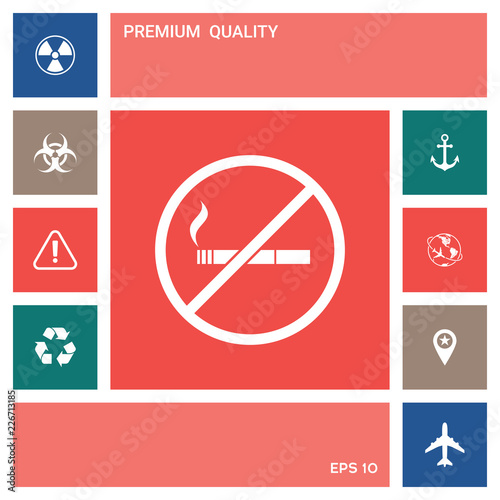 No smoking, smoking ban icon. Cigarette - prohibiting sign