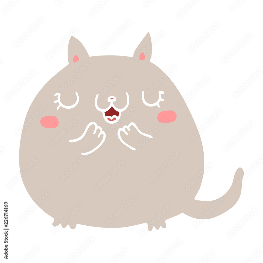 flat color style cartoon cute cat flat color style cartoon cute cat