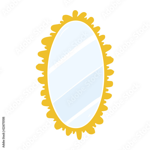 flat color style cartoon framed old mirror