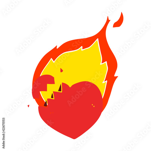 flat color style cartoon flaming heart