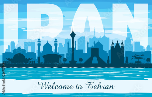 Tehran Iran city skyline vector silhouette