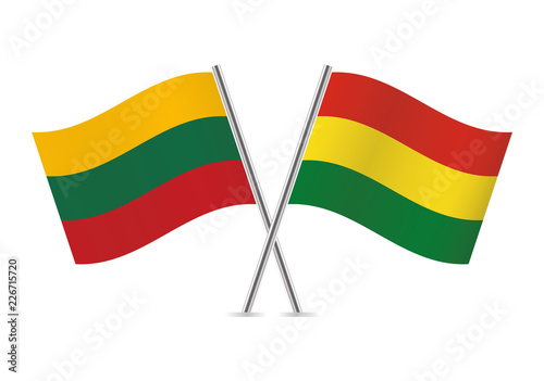 Lithuania and Bolivia flags. Vector illustration.