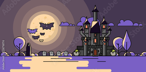 Halloween night background. Vector illustration.
