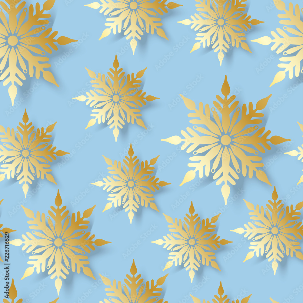 seamless pattern with gold snowflakes on blue seamless pattern with gold snowflakes on blue