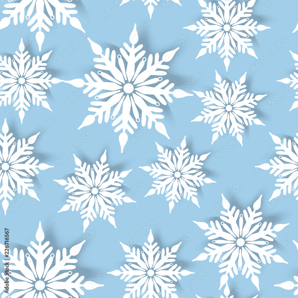 seamless pattern with white paper snowflakes on blue seamless pattern with white paper snowflakes on blue