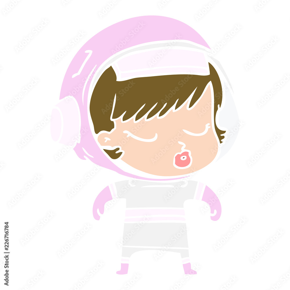 flat color style cartoon pretty astronaut girl flat color style cartoon pretty astronaut girl