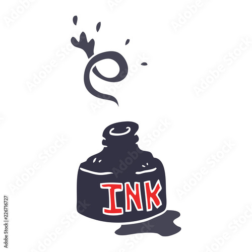 cartoon doodle spilled ink bottle
