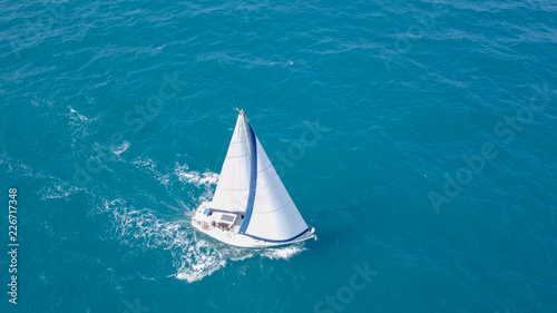 Sailing Yacht at The Mediterranean Sea - Aerial image © STOCKSTUDIO