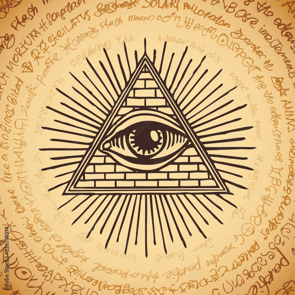 Vector Banner With Eye Of Providence All Seeing Eye Inside Triangle Pyramid Symbol Omniscience