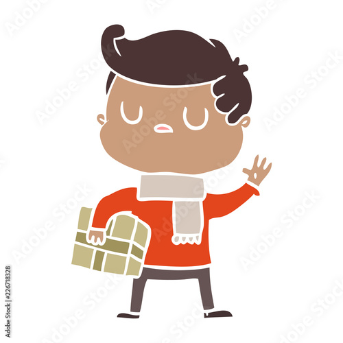 flat color style cartoon aloof man