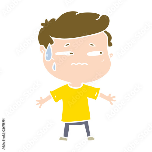 flat color style cartoon anxious man
