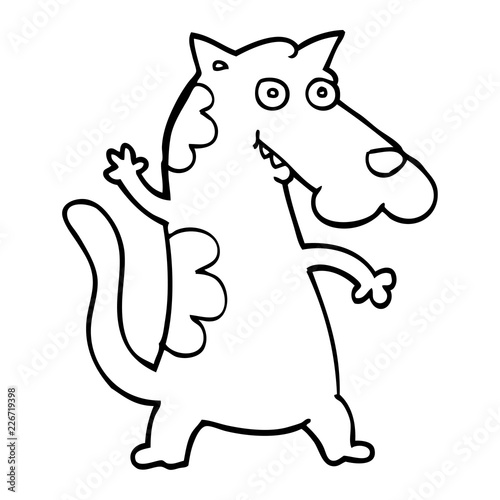 line drawing cartoon dog waving