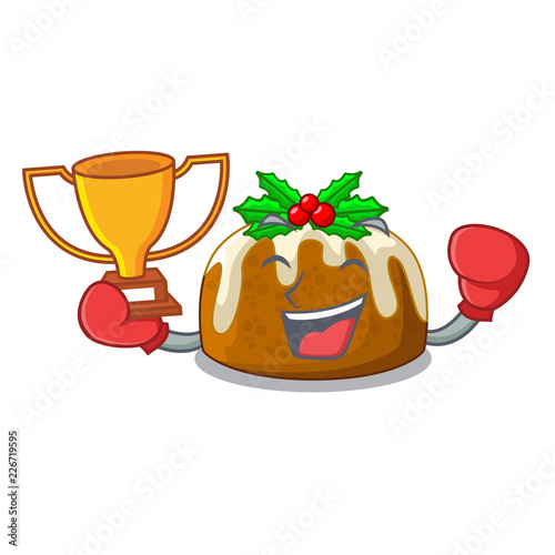 Boxing winner christmas pudding isolated on the mascot