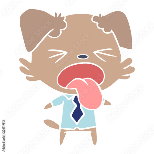 flat color style cartoon disgusted dog