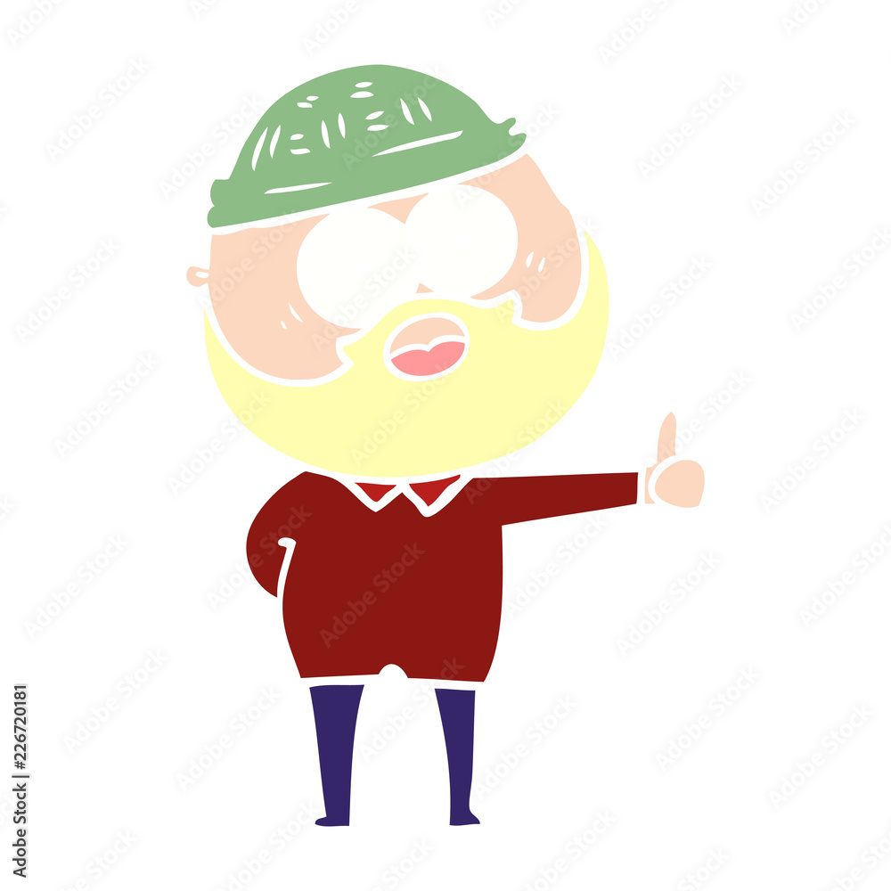 flat color style cartoon bearded man giving thumbs up sign