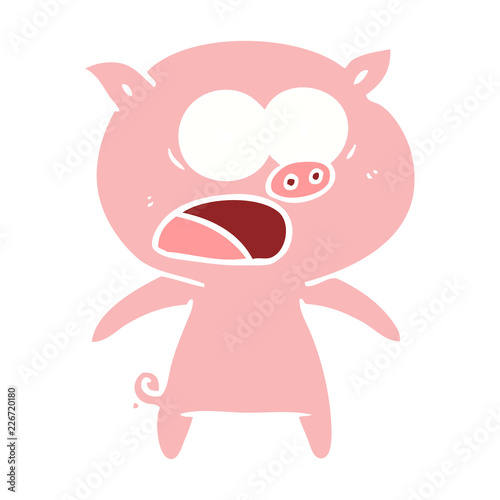 flat color style cartoon pig shouting