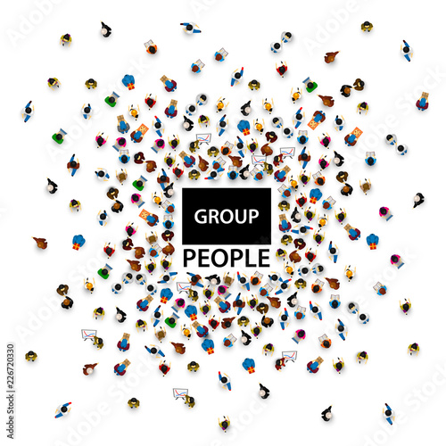 Group big people crowd on white background. Vector illustration.