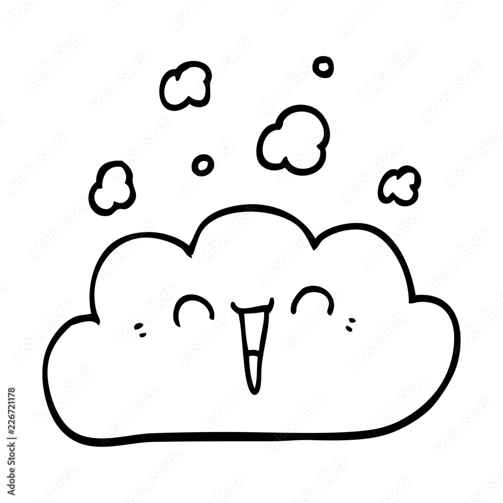 Obraz premium line drawing cartoon happy cloud