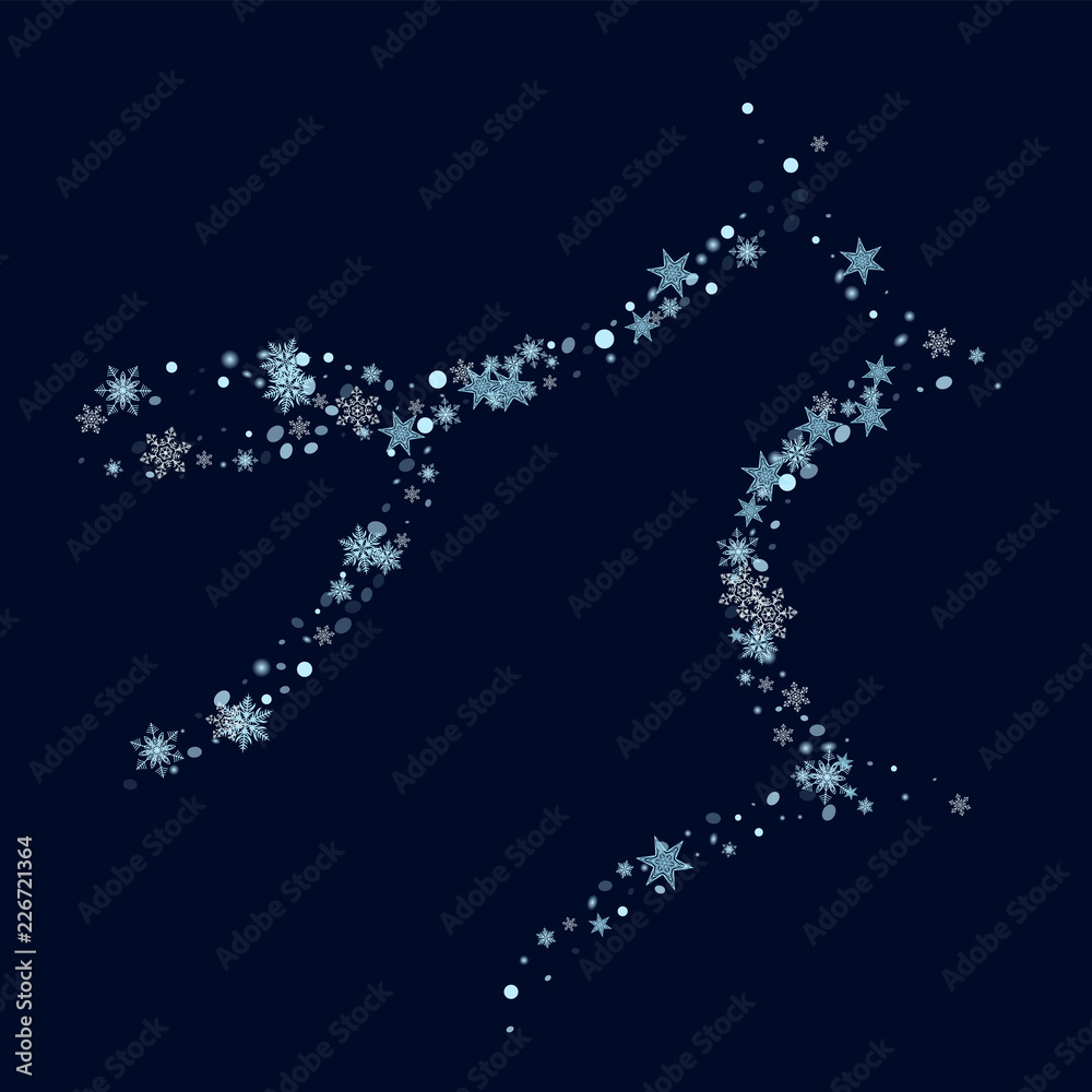 Abstract form of flying snowflakes Flying snowflakes, snow flakes Modern design of packaging, wallpaper, tile, textile, cover
