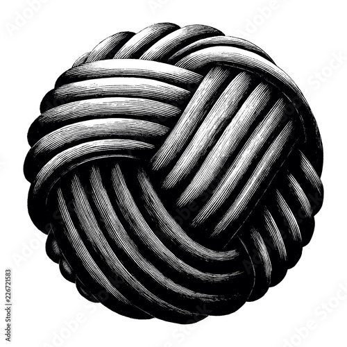 Rope knot sphere hand draw vintage clip art isolated on white background photo