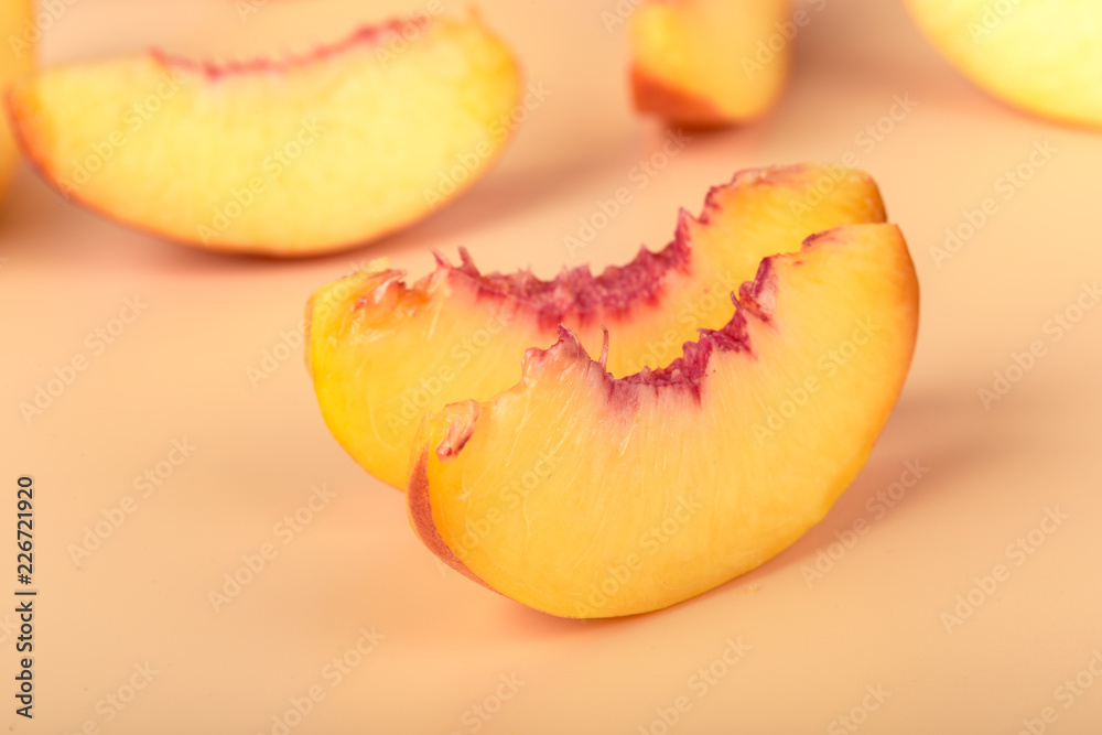 Ripe peach fruit slice Ripe peach fruit slice
