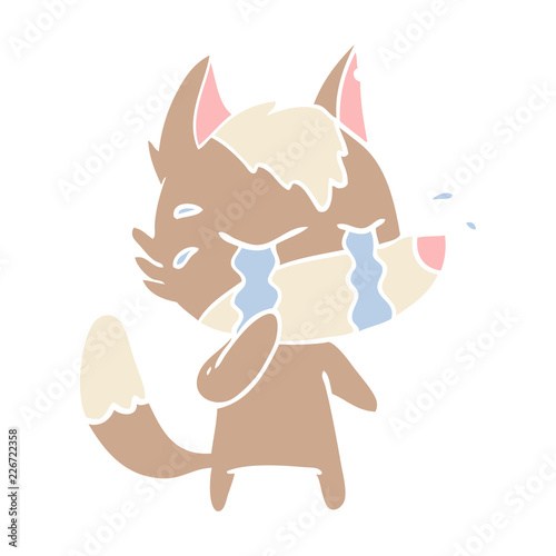 flat color style cartoon crying wolf