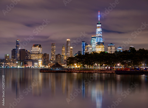 Manhattan at night  View from Hoboken New York City USA