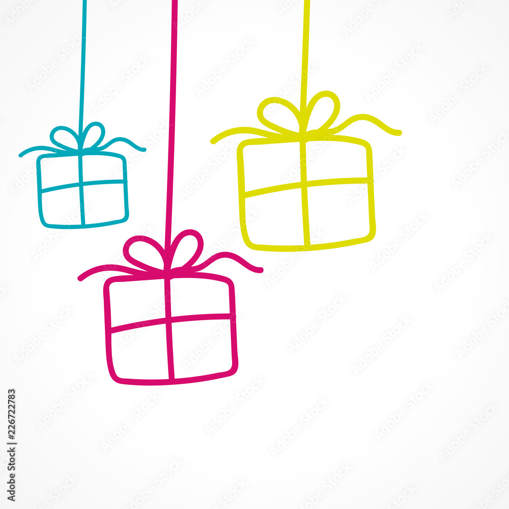 carte, cadeaux colorés