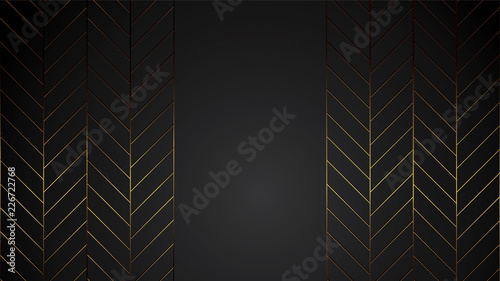 luxury black background banner vector illustration with gold strip art deco line for company