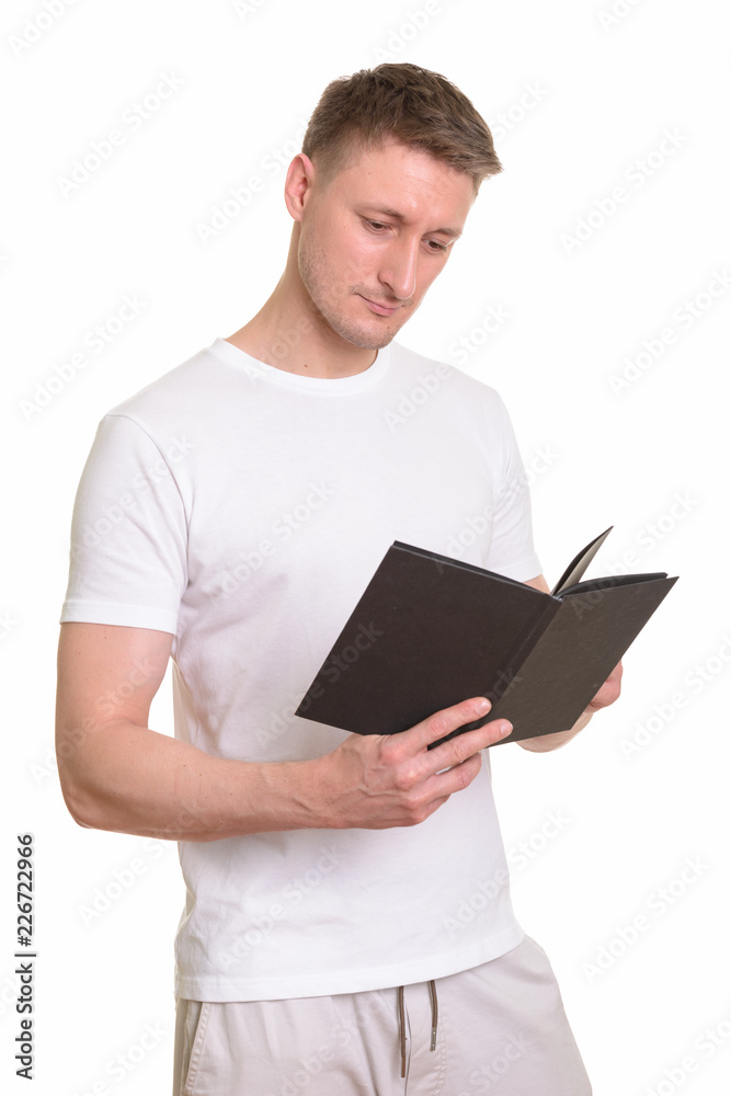 Handsome Caucasian man isolated against white background Handsome Caucasian man isolated against white background