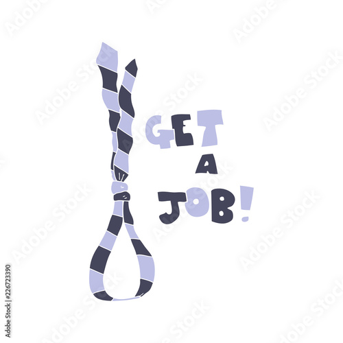 flat color illustration of a cartoon get a job tie noose symbol
