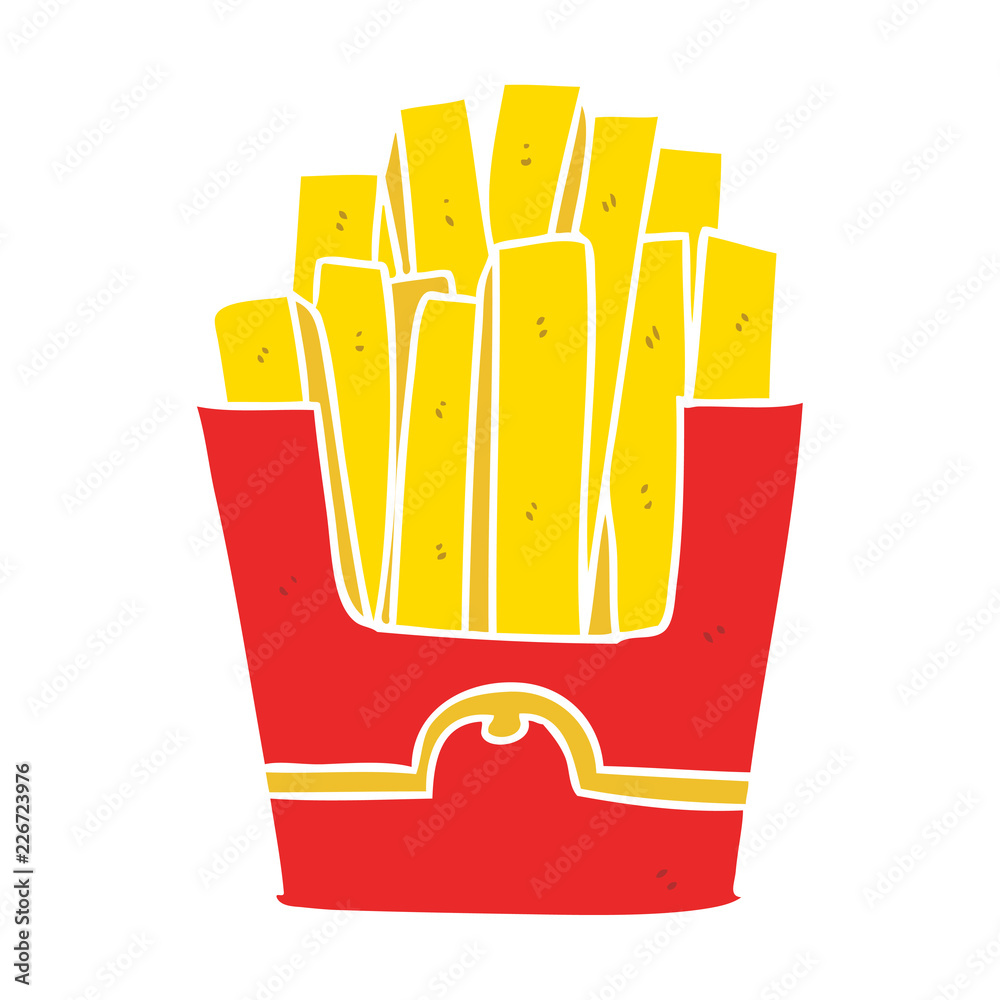 flat color style cartoon junk food fries flat color style cartoon junk food fries