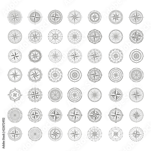 vector icons with compass rose for your design