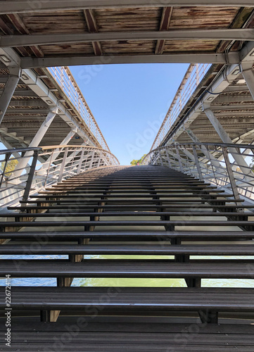 Elegant architecture of a bridge with steps leading to the sky