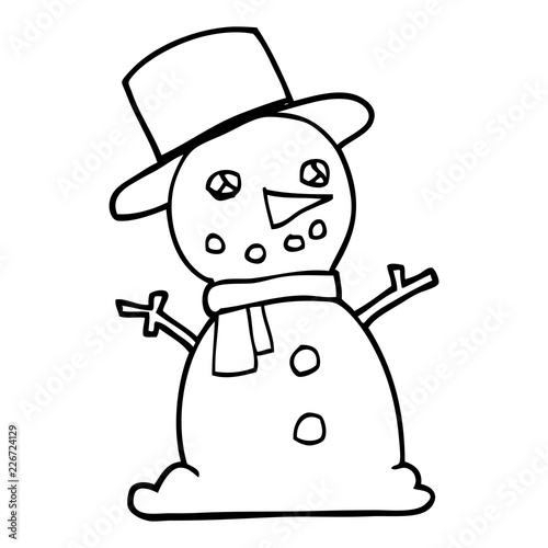 line drawing cartoon traditional snowman