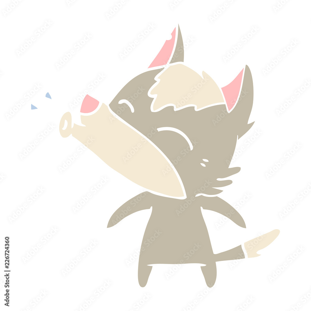 howling wolf flat color style cartoon howling wolf flat color style cartoon