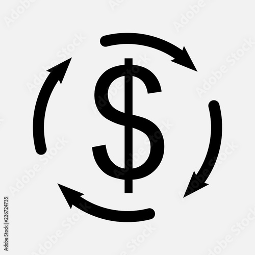 sign dolar turnover of money, money by the arro