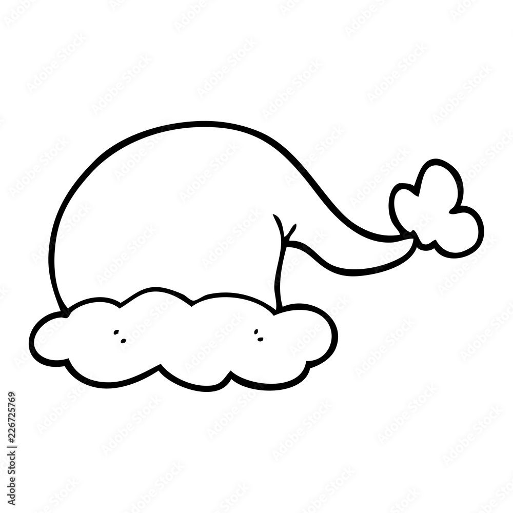 line drawing cartoon santa hat