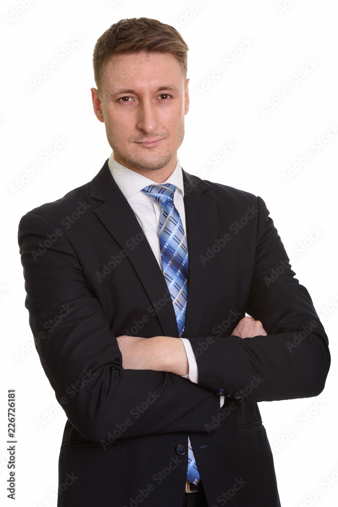 Handsome Caucasian man isolated against white background Handsome Caucasian man isolated against white background