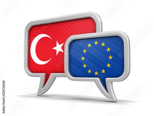 Speech bubbles with flags. Image with clipping path