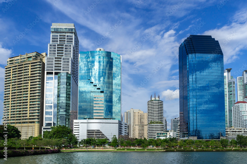 Bangkok city - Cityscape downtown  Business district urban area , landscape Bangkok Thailand